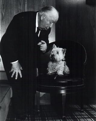 Alfred Hitchcock and Sealyham terrier Sarah